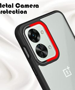 Winble Back Case Cover for OnePlus Nord 2T 5G Back Cover Metal Camera Guard Acrylic Clear Protective Back Cover for OnePlus Nord 2T 5G One Plus Nord 2T 5G Black 0 2