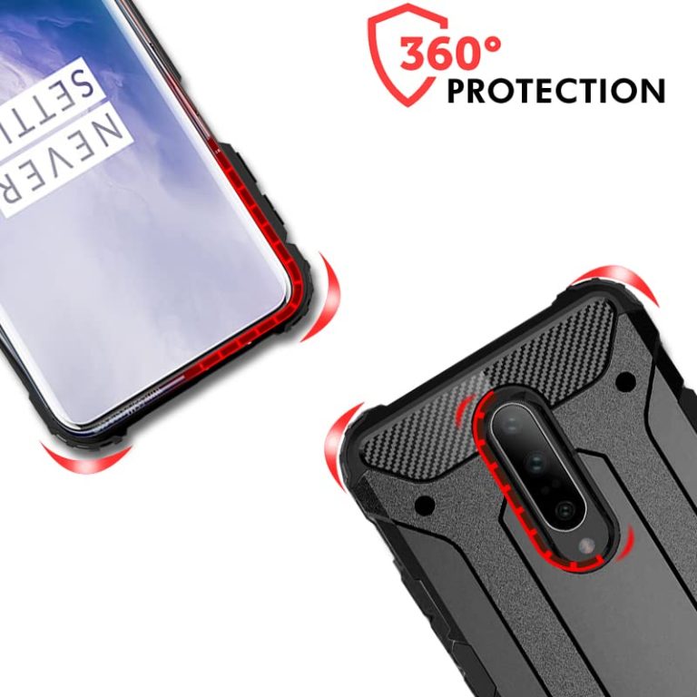 Winble Back Cover for OnePlus 7 Pro Back Cover Rugged Armor TPU 360 Protection Bumper Hybrid Dual Layer Back Cover Case for OnePlus 7 ProOne Plus 7 Pro Black 0 3