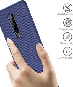 Winble Back Cover for OnePlus 8 Back Cover Case Twill Pattern Oblique Texture Shock Proof Slim Carbon Fiber Silicone Back Cover for OnePlus 8 0 3