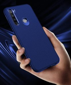 Winble Back Cover for Redmi Note 8 Back Cover Case Twill Pattern Oblique Texture Shock Proof Slim Carbon Fiber Silicone Back Cover for Redmi Note 8 Blue 0 3