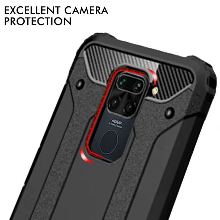 Winble Back Cover for Redmi Note 9 Back Cover Rugged Armor TPU 360 Protection Bumper Hybrid Dual Layer Back Cover Case for Redmi Note 9 Black 0 0