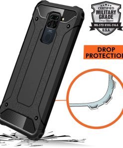 Winble Back Cover for Redmi Note 9 Back Cover Rugged Armor TPU 360 Protection Bumper Hybrid Dual Layer Back Cover Case for Redmi Note 9 Black 0 1