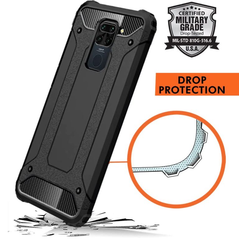 Winble Back Cover for Redmi Note 9 Back Cover Rugged Armor TPU 360 Protection Bumper Hybrid Dual Layer Back Cover Case for Redmi Note 9 Black 0 1