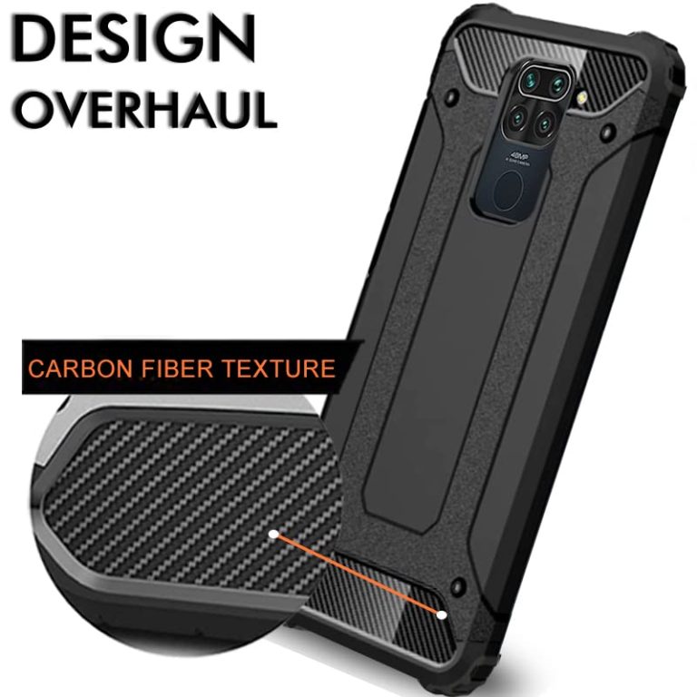 Winble Back Cover for Redmi Note 9 Back Cover Rugged Armor TPU 360 Protection Bumper Hybrid Dual Layer Back Cover Case for Redmi Note 9 Black 0 2