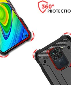 Winble Back Cover for Redmi Note 9 Back Cover Rugged Armor TPU 360 Protection Bumper Hybrid Dual Layer Back Cover Case for Redmi Note 9 Black 0 3