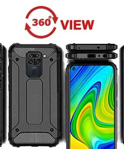 Winble Back Cover for Redmi Note 9 Back Cover Rugged Armor TPU 360 Protection Bumper Hybrid Dual Layer Back Cover Case for Redmi Note 9 Black 0 4