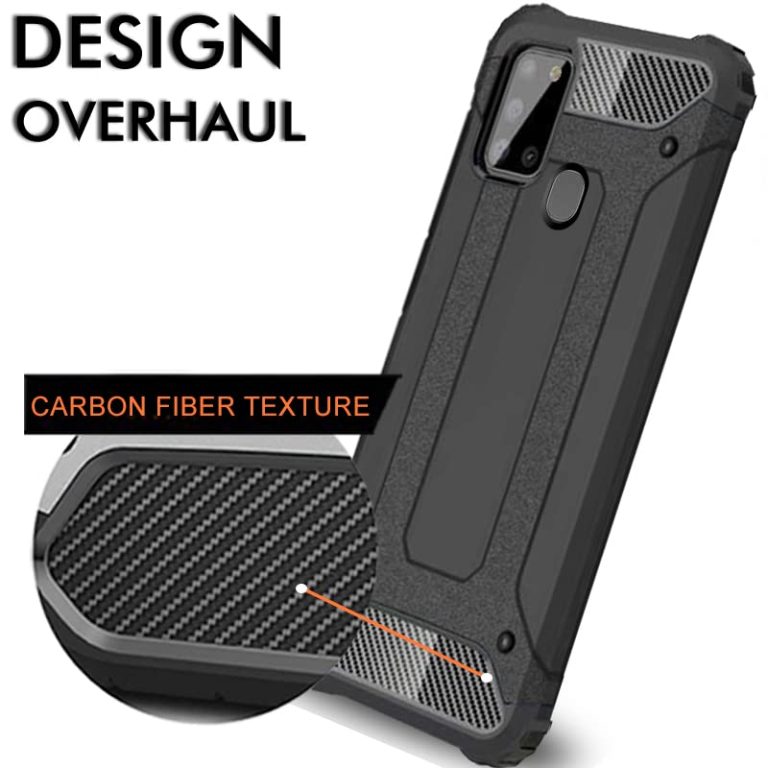 Winble Back Cover for Samsung Galaxy A21s Back Cover Rugged Armor TPU 360 Protection Bumper Hybrid Dual Layer Back Cover Case for Samsung Galaxy A21s Black 0 2