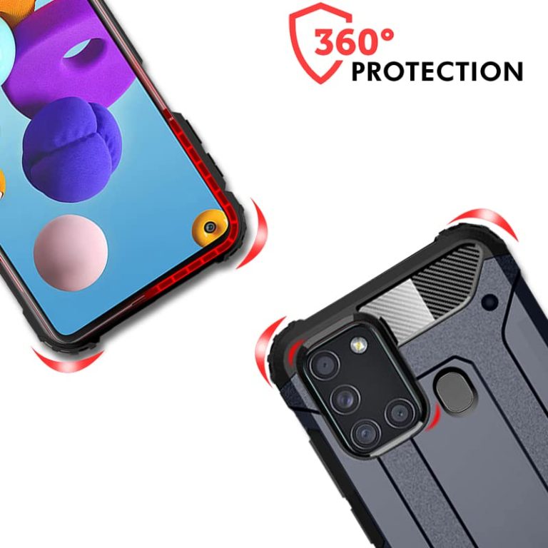 Winble Back Cover for Samsung Galaxy A21s Back Cover Rugged Armor TPU 360 Protection Bumper Hybrid Dual Layer Back Cover Case for Samsung Galaxy A21s Black 0 3