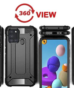 Winble Back Cover for Samsung Galaxy A21s Back Cover Rugged Armor TPU 360 Protection Bumper Hybrid Dual Layer Back Cover Case for Samsung Galaxy A21s Black 0 4