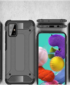 Winble Back Cover for Samsung Galaxy A51 Back Cover Rugged Armor TPU Shock Proof 360 Protection Bumper Hybrid Dual Layer Back Cover Case for Samsung Galaxy A51 Black 0 0