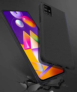 Winble Back Cover for Samsung M31s Back Cover Case Twill Pattern Oblique Texture Shock Proof Slim Carbon Fiber Silicone Back Cover for Samsung Galaxy M31s Black 0 0