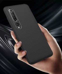 Winble Back Cover for Xiaomi Mi 10 5G Mi 10 Pro 5G Back Cover Case Twill Pattern Oblique Texture Shock Proof Slim Carbon Fiber Silicone Back Cover for Xiaomi Mi 10 5G Mi 10 Pro 5G 0 1