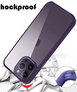 Winble Back Cover for iPhone 14 Pro Case Metal Camera Guard Acrylic Clear Protective Back Back Cover Case for iPhone 14 Pro Deep Purple 0 1