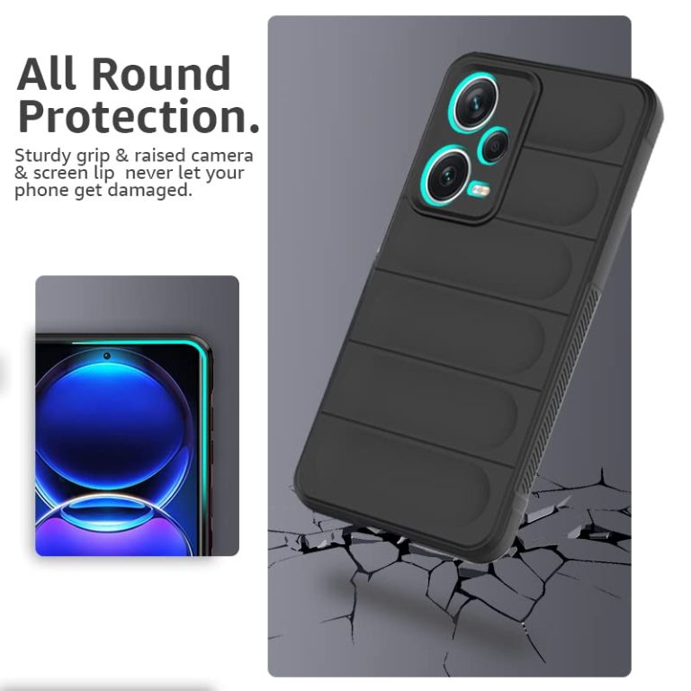 Winble Down Jacket Series Silicone Back Cover Case for Mi Redmi Note 12 Pro 5G Camera Protection Anti Slip Grip Design Protective Back Cover Case for Redmi Note 12 Pro 5G Black 0 0