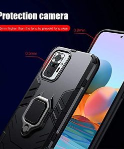 Winble Rubber Polycarbonate Bumper Protection Armor with Ring Holder Back Cover Case for Redmi Note 10 ProPro Max Black 0 1