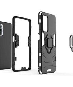 Winble Rubber Polycarbonate Bumper Protection Armor with Ring Holder Back Cover Case for Redmi Note 10 ProPro Max Black 0 2