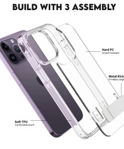 Winble Ultra Hybrid Crystal Clear Hard with Stand Camera Drop Protection Bumper Back Cover Case for iPhone 14 Pro TPU Poly Carbonate Crystal Clear 0 2